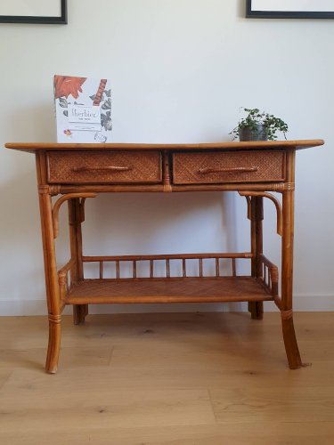 Bureau en rotin vintage