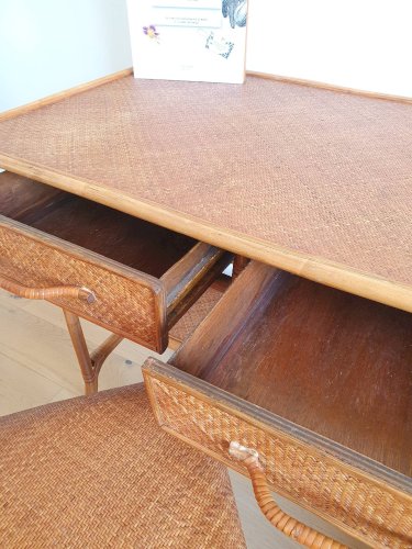 Bureau en rotin vintage