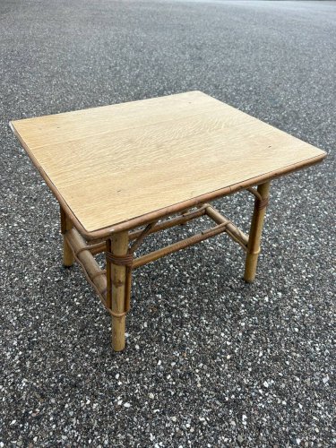 Bureau et chaise enfant en rotin