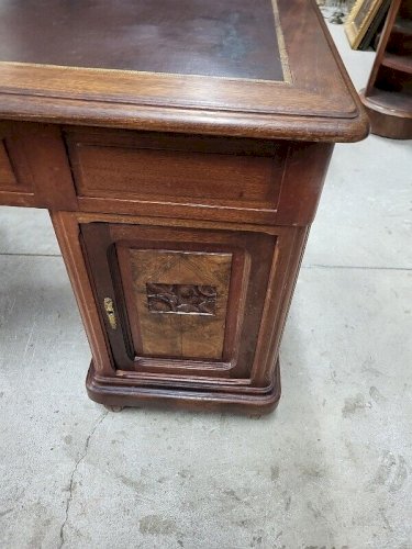 BUREAU PLAT ART DECO A 4 PORTES 3 TIROIRS 1930 DOUBLE FACE