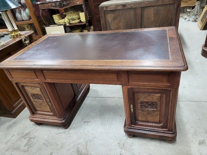 BUREAU PLAT ART DECO A 4 PORTES 3 TIROIRS 1930 DOUBLE FACE