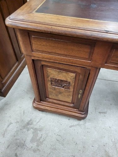 BUREAU PLAT ART DECO A 4 PORTES 3 TIROIRS 1930 DOUBLE FACE