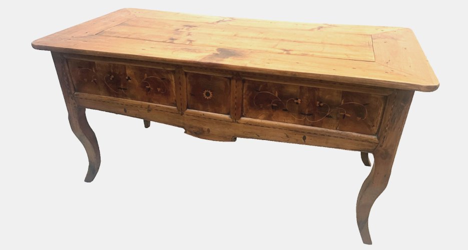 Bureau provincial marqueté en merisier massif XX siècle