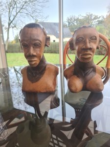 Buste africain - sculpture- statut en bois - vintage - Afrique XXe s