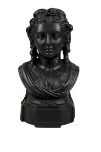 Buste ancien en fonte noire – Sculpture décorative “TERRE” – Style XIXe – 21 cm