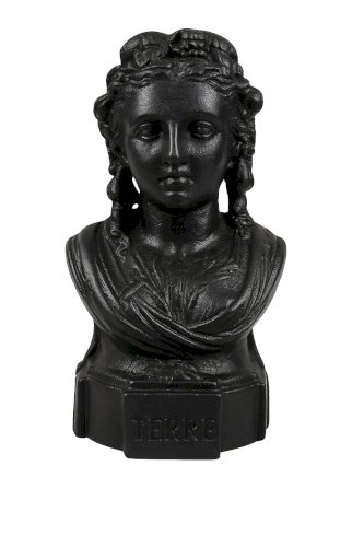 Buste ancien en fonte noire – Sculpture décorative “TERRE” – Style XIXe – 21 cm