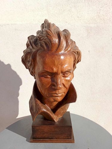  Buste de Beethoven – Bois sculpté – Signé Bordet 