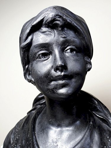 Buste de jeune femme en plâtre 1900-1930 monochrome Citti & Frère