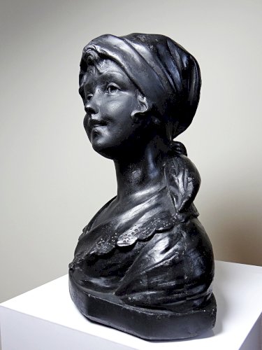 Buste de jeune femme en plâtre 1900-1930 monochrome Citti & Frère
