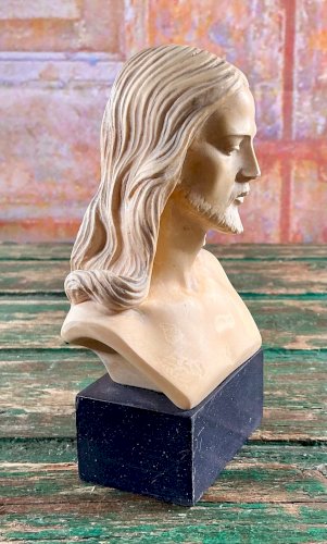 Buste du Christ signé A. Giannelli – Albâtre Volterra – Sculpture italienne XXe