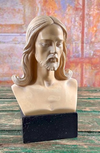 Buste du Christ signé A. Giannelli – Albâtre Volterra – Sculpture italienne XXe