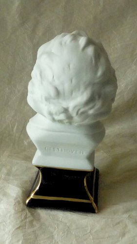BUSTE EN BISCUIT BEETHOVEN THARAUD SOCLE PORCELAINE DE LIMOGES**