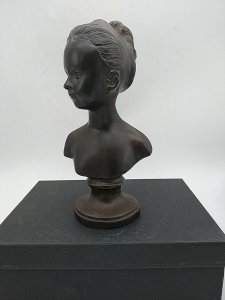 Buste en bronze de Louise Brogniart a patine brune . D ' après Houdon . 