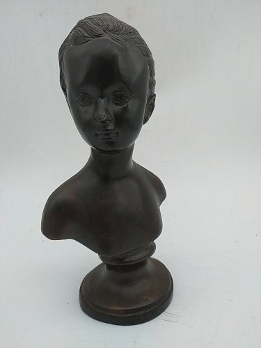 Buste en bronze de Louise Brogniart a patine brune . D ' après Houdon . 