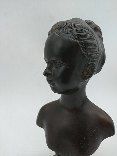Buste en bronze de Louise Brogniart a patine brune . D ' après Houdon . 