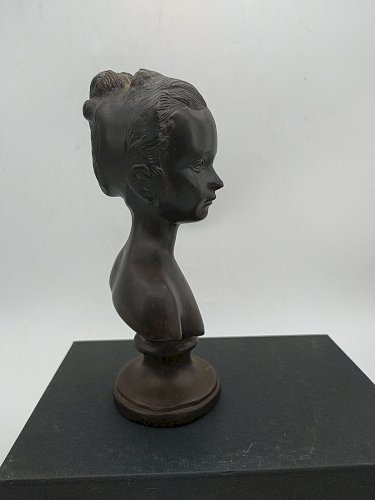Buste en bronze de Louise Brogniart a patine brune . D ' après Houdon . 