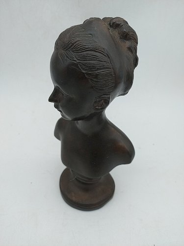 Buste en bronze de Louise Brogniart a patine brune . D ' après Houdon . 