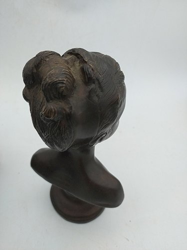 Buste en bronze de Louise Brogniart a patine brune . D ' après Houdon . 