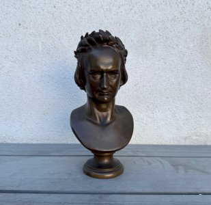 Buste en bronze de Victor Hugo par David d'Angers et F. Barbedienne M4059