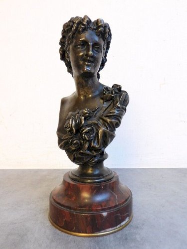 BUSTE EN BRONZE SUR SOCLE MARBRE DE CLESINGER 1864 JB 1814-1883