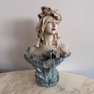 Buste en céramique Art Nouveau 1900 Royal Dux Bohemia M3679