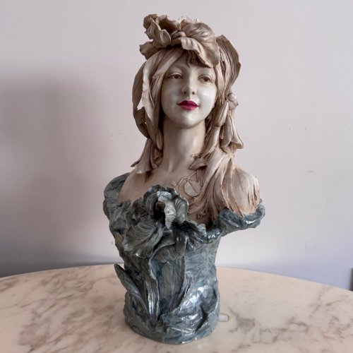 Buste en céramique Art Nouveau 1900 Royal Dux Bohemia M3679