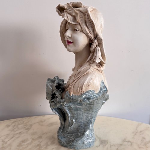 Buste en céramique Art Nouveau 1900 Royal Dux Bohemia M3679