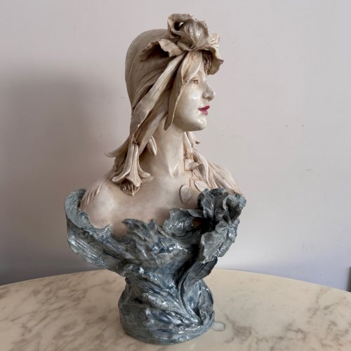 Buste en céramique Art Nouveau 1900 Royal Dux Bohemia M3679