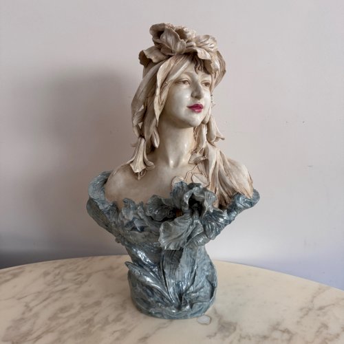 Buste en céramique Art Nouveau 1900 Royal Dux Bohemia M3679