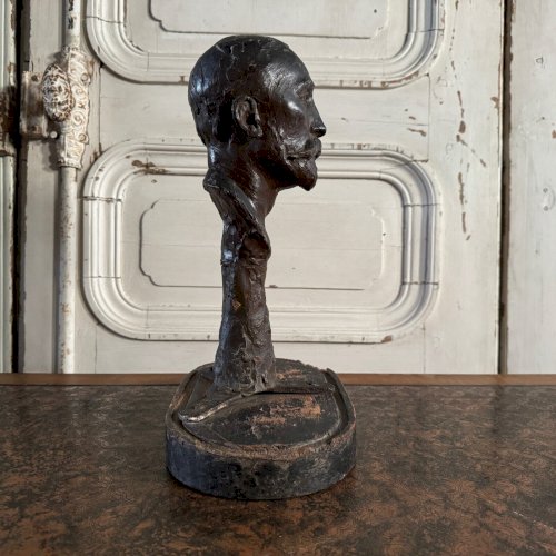 Buste en plâtre par Charles Filleul homme à la moustache XXe M3508