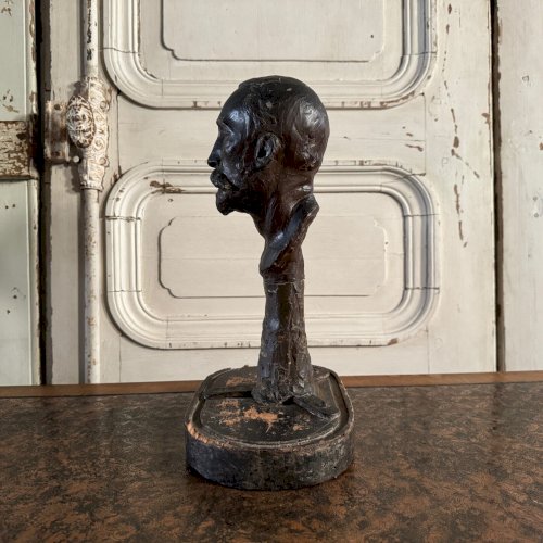 Buste en plâtre par Charles Filleul homme à la moustache XXe M3508