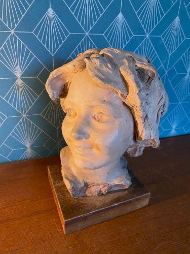 Buste en terre cuite XIXème. Etude d'un visage d'enfant attribué à Carpeaux.