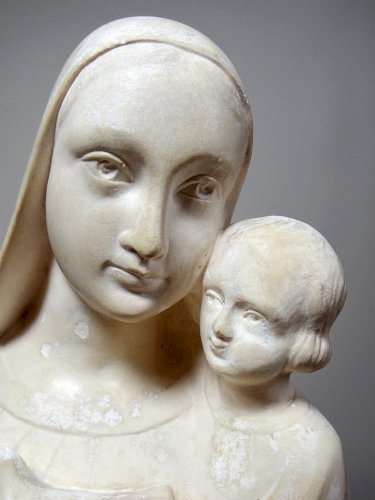 Buste Vierge à l'enfant plâtre ciré ancien style art déco PP Déposé
