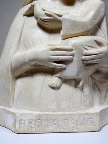 Buste Vierge à l'enfant plâtre ciré ancien style art déco PP Déposé