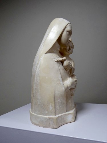 Buste Vierge à l'enfant plâtre ciré ancien style art déco PP Déposé