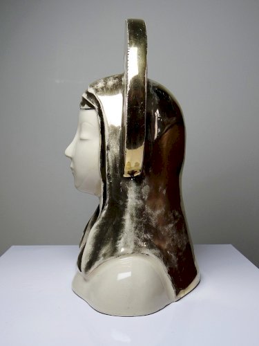 Buste Vierge auréolée céramique émaillée artisanat vintage/ancien
