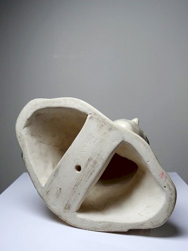 Buste Vierge auréolée céramique émaillée artisanat vintage/ancien