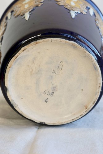 Cache-pot ancien Gustave De Bruyn Fives-Lille - XIXe - Céramique émaillée