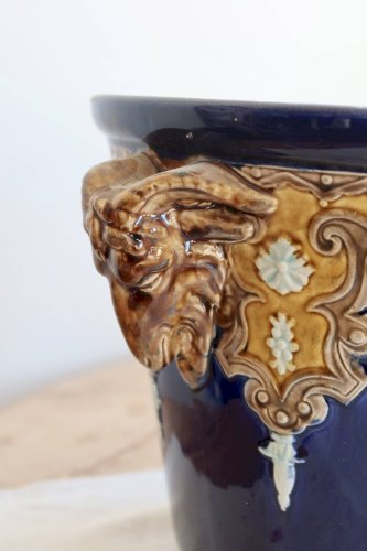 Cache-pot ancien Gustave De Bruyn Fives-Lille - XIXe - Céramique émaillée