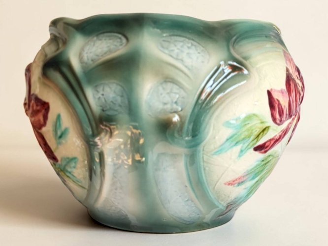 Cache-pot Art Nouveau en faïence de Longchamp