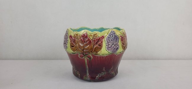 Art Nouveau Majolica Cache Pot