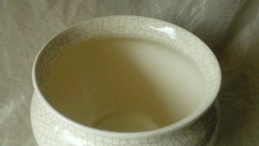 CACHE POT EN FAIENCE CRAQUELÉE ART DECO**