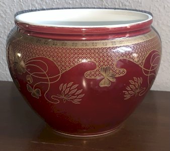 Sarreguemines earthenware planter Digoin 1920s Art Deco floral decoration