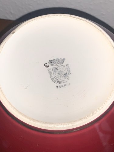 cache pot en faïence de Sarreguemines Digoin 1920's art déco décor floral