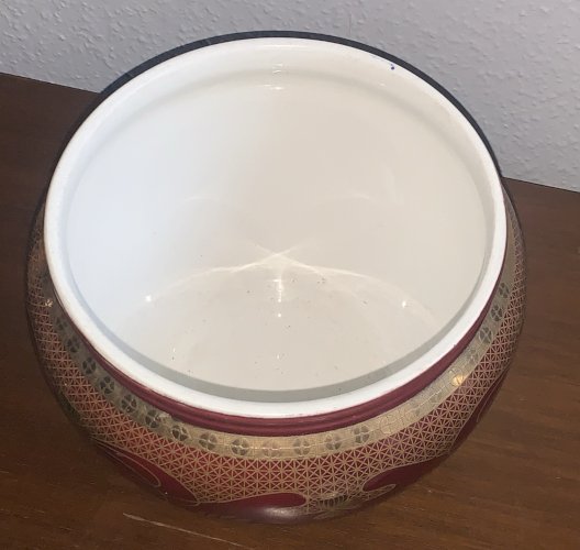 cache pot en faïence de Sarreguemines Digoin 1920's art déco décor floral