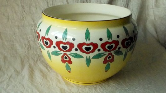 CACHE POT EN FAIENCE FIVES LILLE GUSTAVE DE BRUYN EPOQUE ART DECO**