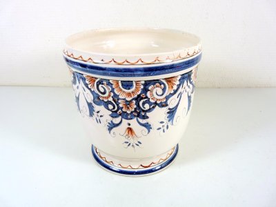 Rouen ceramic pot cover, handmade decoration, H - 18.3 cm