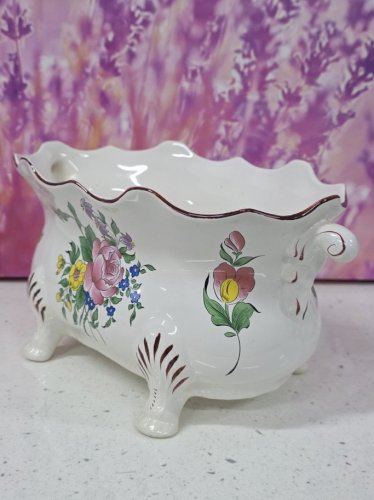 cache-pot jardinière faïence KG lunéville motif réverbère