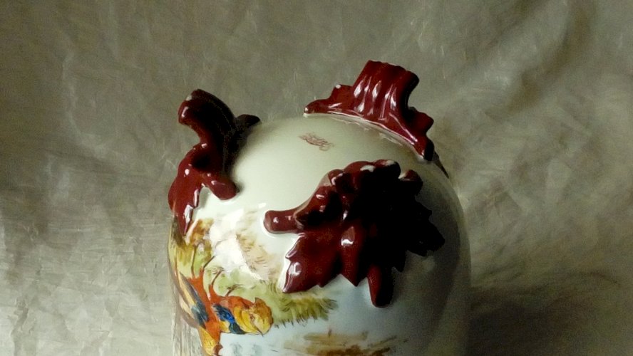 CACHE POT TRIPODE EN PORCELAINE DE LIMOGES DECOR FAISANSART NOUVEAU**