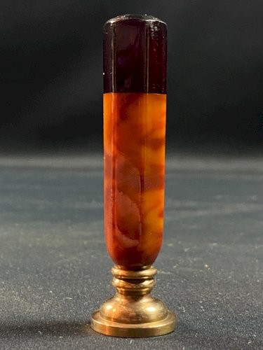 Cachet vierge sceau en agate couleur ambre et onyx